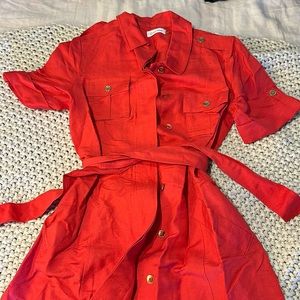 Calvin Klein Belted Button Down Midi Dress